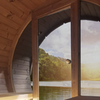 Barrelsauna met full glas in voorzijde